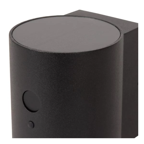 Lucide PERTH - Lámpara de pared - Energía solar - Ø 9 cm - LED Regul. - 1x1W 2850K/3150K - IP65 - Sensor día/noche - Negro - detalle 1